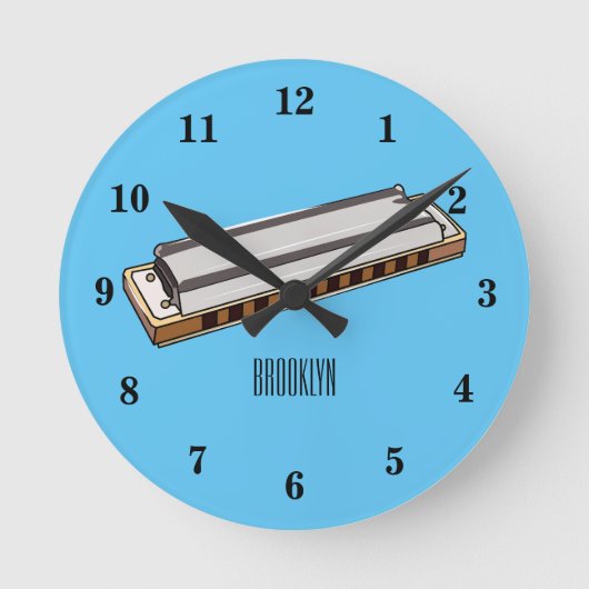 Harmonica cartoon illustratie ronde klok (Voorkant)
