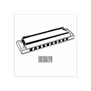 Harmonica cartoon illustratie rubberstempel