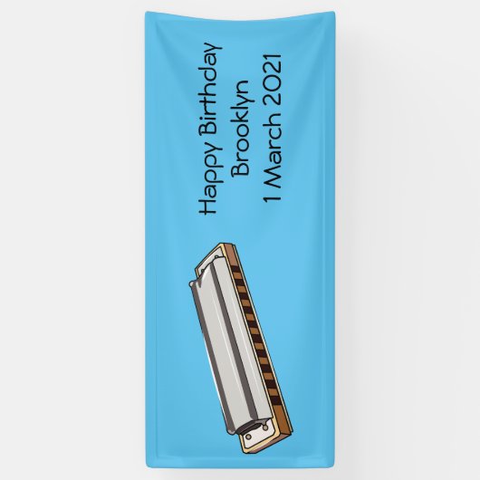 Harmonica cartoon illustratie spandoek (Verticaal)