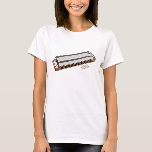 Harmonica cartoon illustratie t-shirt (Voorkant)