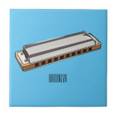 Harmonica cartoon illustratie tegeltje (Voorkant)