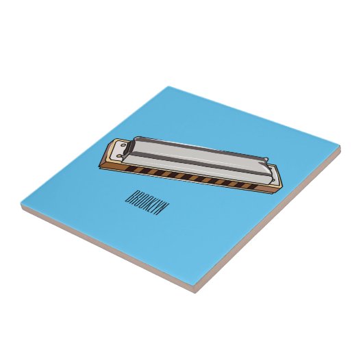 Harmonica cartoon illustratie tegeltje (Zijkant)