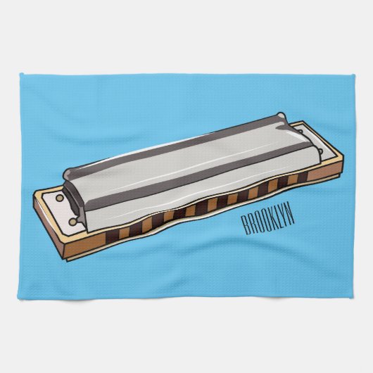 Harmonica cartoon illustratie theedoek (Horizontaal)