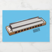 Harmonica cartoon illustratie voedselcontainer etiket (Enkel label)