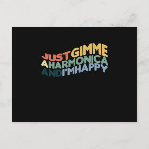 Harmonica en Im Happy Blues Music Aoustic Gift Briefkaart