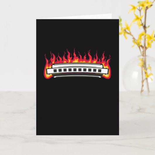 Harmonica Flame Instrument Blues Kaart (Gele Bloem)