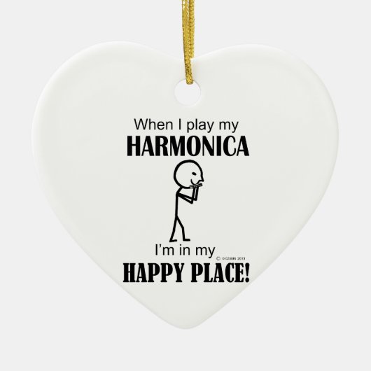 Harmonica Happy Place Keramisch Ornament (Voorkant)