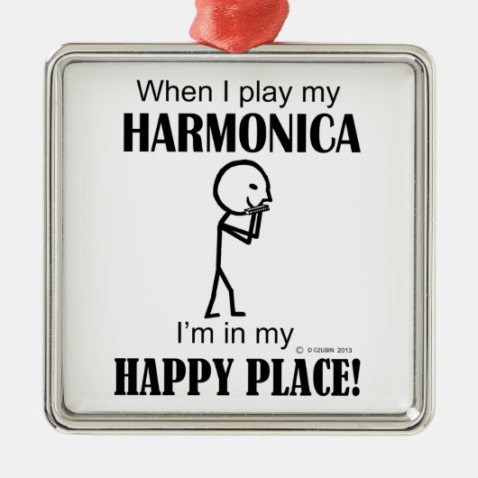 Harmonica Happy Place Metalen Ornament (Voorkant)