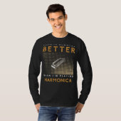 Harmonica Harmony: Blues van het leven verlicht me T-shirt (Voorkant volledig)