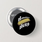 Harmonica Hero Instrument Band Blues Music Gift Ronde Button 5,7 Cm (Voorkant /achterkant)