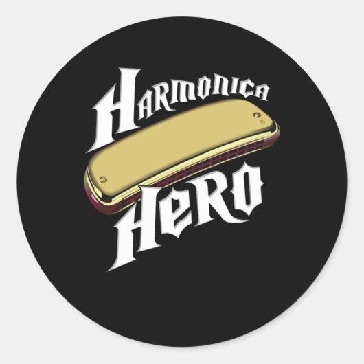 Harmonica Hero Instrument Band Blues Music Gift Ronde Sticker (Voorkant)