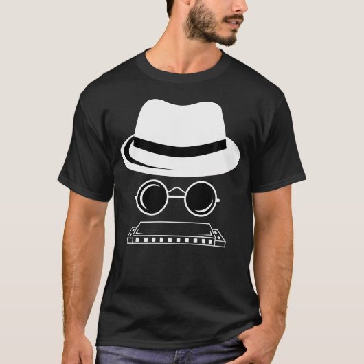Harmonica Hoed Muziekorchester T-shirt (Voorkant)