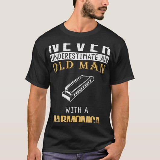 Harmonica Humor: Oude Man Muzikant T-shirt voor Me (Voorkant)