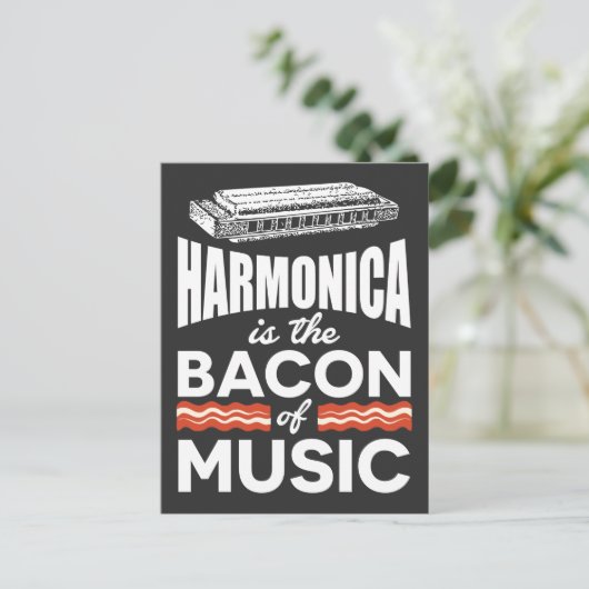 Harmonica is the Bacon Of Music Funny Orchestra Briefkaart (Staand voorkant)