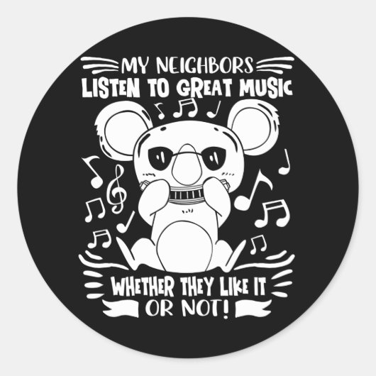 Harmonica Kinder musicien Koala met Harmonica Ronde Sticker (Voorkant)