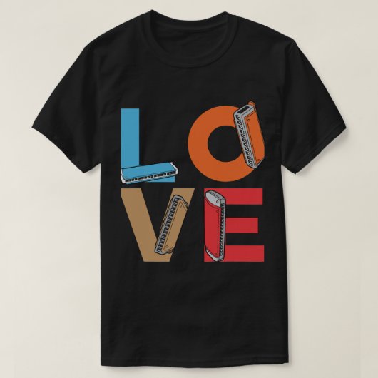 Harmonica Liefhebber Liefde Harmonica Speler H T-shirt (Design voorkant)