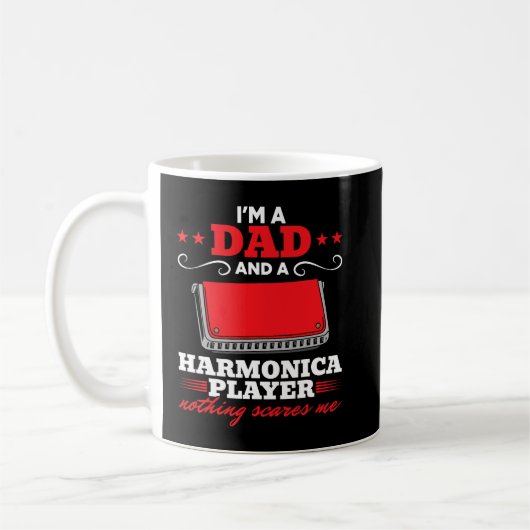 Harmonica Lover Mannen Daddy Harmonica Muzikant Im Koffiemok (Links)