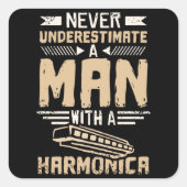 Harmonica Man Vierkante Sticker (Voorkant)
