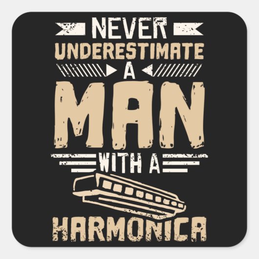 Harmonica Man Vierkante Sticker (Voorkant)