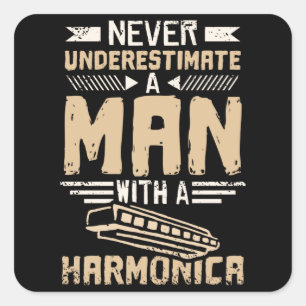 Harmonica Man Vierkante Sticker