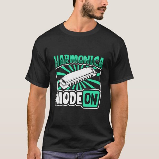 Harmonica Modus Aan Harmonicaspeler T-shirt (Voorkant)