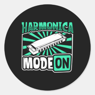 Harmonica-modus op harmonica-speler ronde sticker