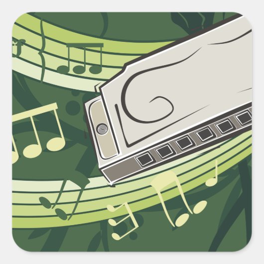 Harmonica Music Vierkante Sticker (Voorkant)