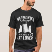 Harmonica Player And Cat Harmonica Mouth Organ Pl T-shirt (Voorkant)
