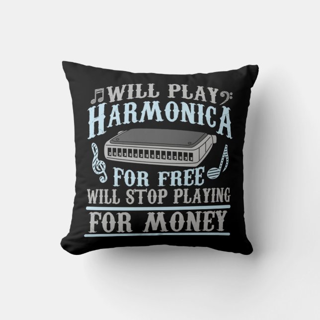 Harmonica Player Blues Music French Harp Lover Kussen (Voorkant)