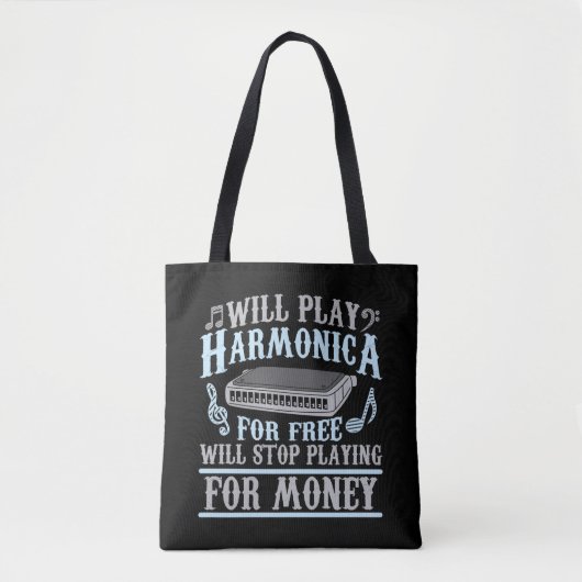 Harmonica Player Blues Music French Harp Lover Tote Bag (Voorkant)