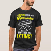 Harmonica Player Dinosaur Joke Harmonicist T-shirt (Voorkant)
