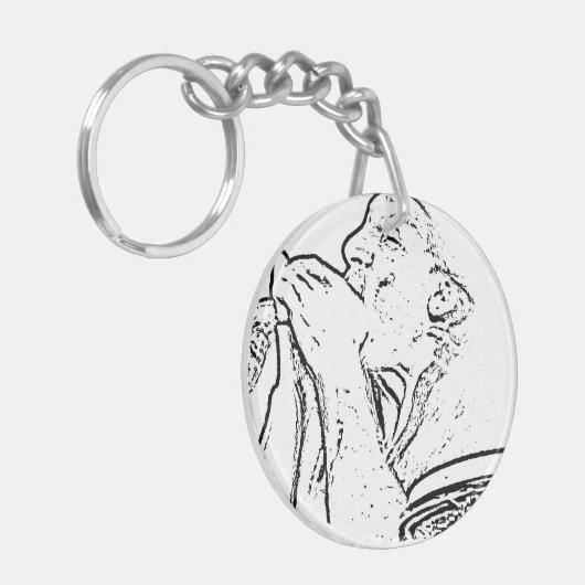 Harmonica Player met trommelcontour Sleutelhanger (Voorkant Links)