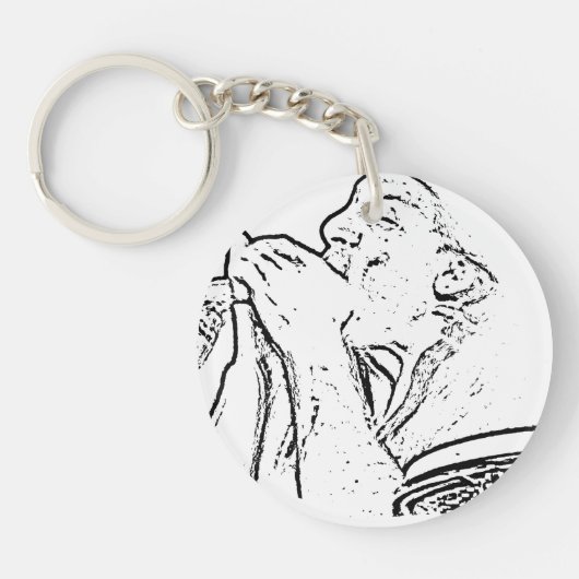 Harmonica Player met trommelcontour Sleutelhanger (Voorkant)