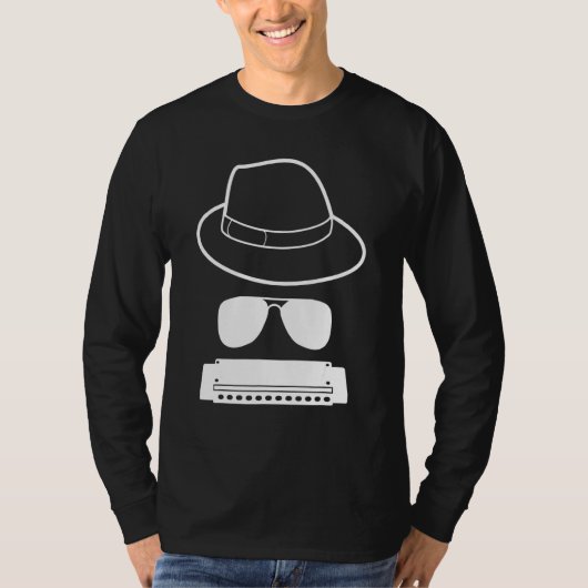 Harmonica Player-Pet en zonnebrillen T-shirt (Voorkant)