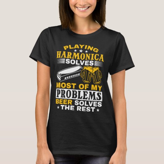 Harmonica Player Playing Harmonica T-shirt (Voorkant)