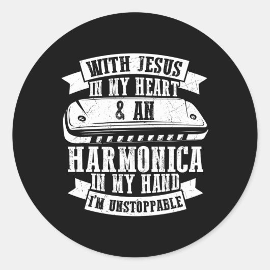 Harmonica Player Quote voor mondharp en harmonic Ronde Sticker (Voorkant)