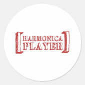 Harmonica Player Ronde Sticker (Voorkant)