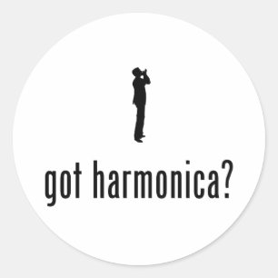 Harmonica Player Ronde Sticker