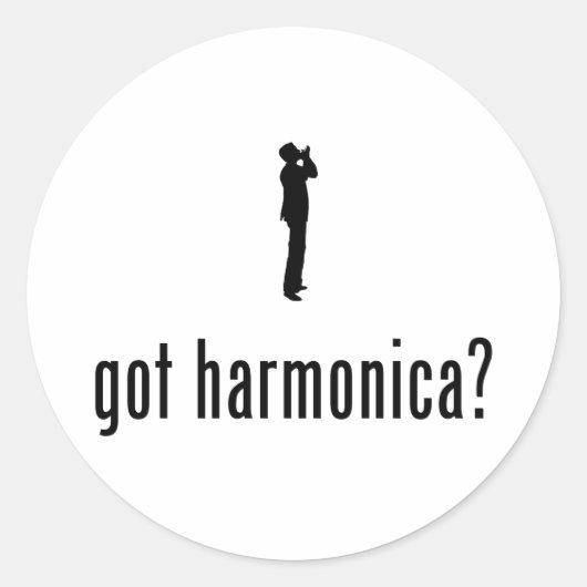 Harmonica Player Ronde Sticker (Voorkant)