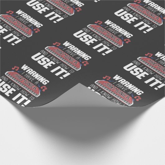 Harmonica Player Warning Blues Music French Harp Cadeaupapier (Hoek)