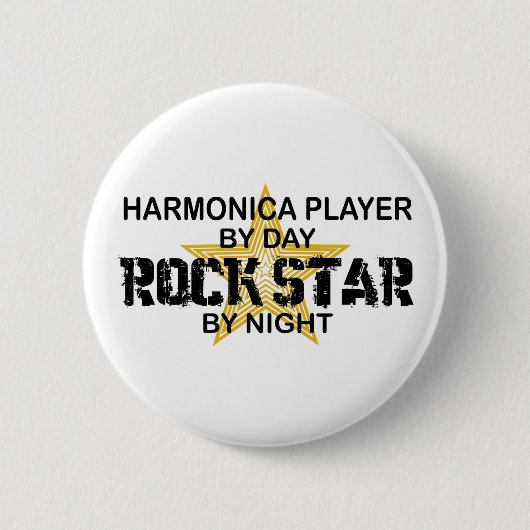 Harmonica Rock Star by Night Ronde Button 5,7 Cm (Voorkant)