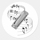 Harmonica Ronde Sticker (Voorkant)