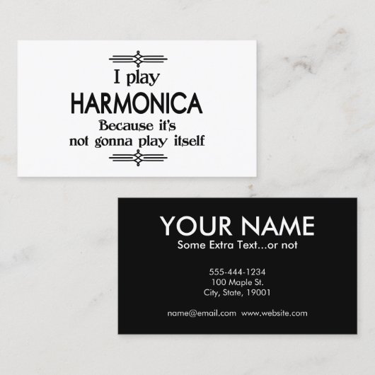 Harmonica - Speel zelf Funny Deco Music Visitekaartje (Voorkant / Achterkant)