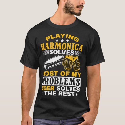Harmonica Speler Spelen Harmonica T-shirt (Voorkant)