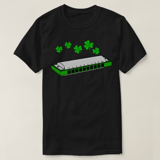 Harmonica St Patrick's Day Harmonicist Ierse muzie T-shirt (Design voorkant)