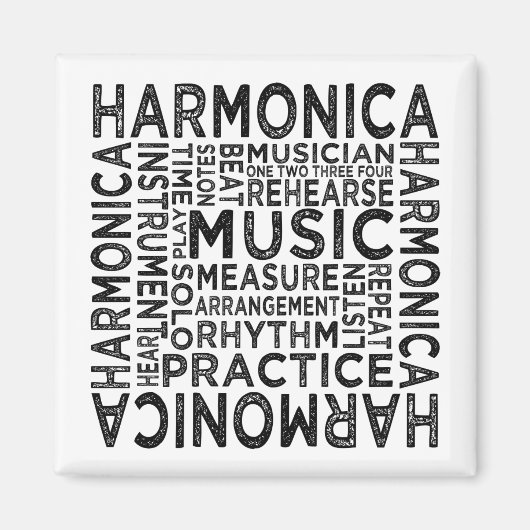 Harmonica Typografie Magneet (Voorkant)