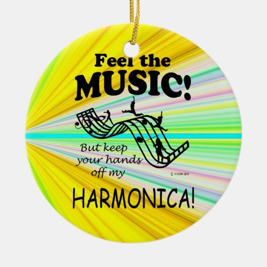 Harmonica voelt de muziek keramisch ornament (Voorkant)