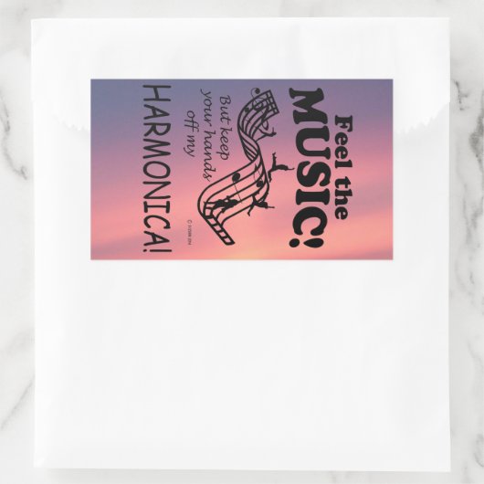 Harmonica voelt de muziek rechthoekige Sticker (Tas)