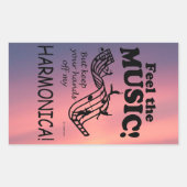 Harmonica voelt de muziek rechthoekige Sticker (Voorkant)