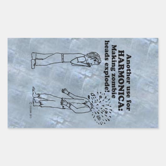 Harmonica Zombie Explode Rechthoekige Sticker (Voorkant)